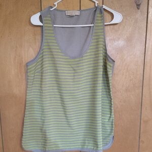 Michael Kors Gray and Green Striped Tank Top
